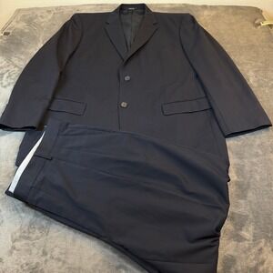 Joseph Feiss 2 Button Suit Jacket Mens 46 Regular Navy Blue 100% Wool 40x31"
